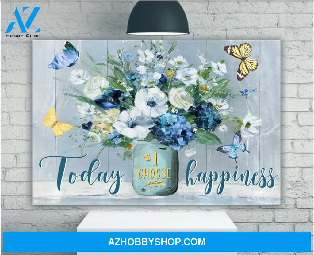 Butterfly Canvas Wall Art - Motivational Quotes Canvas - Butterfly Today I Choose Happiness Canvas