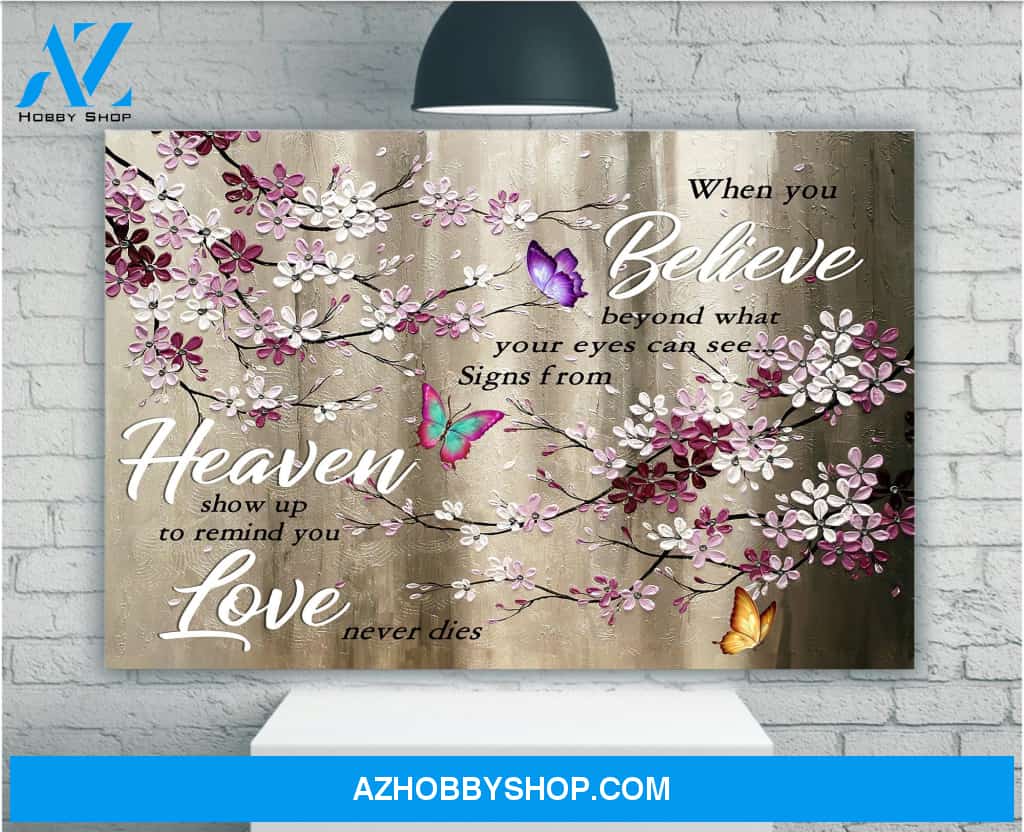 Butterfly Canvas Wall Art - Motivational Quotes Canvas - Butterfly Canvas When You Believe Wall Art Decor