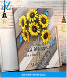Butterfly Canvas Wall Art - Motivational Quotes Canvas - Every Day Is A New Beginning Sunflower And Butterfly Canvas Wall Art Decor