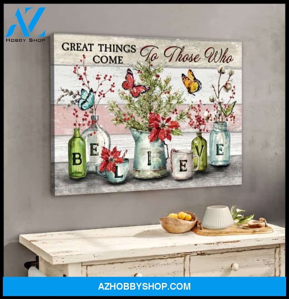Butterfly Canvas Wall Art - Motivational Quotes Canvas - Great Things Butterflies Canvas Wall Art Decor Canvas