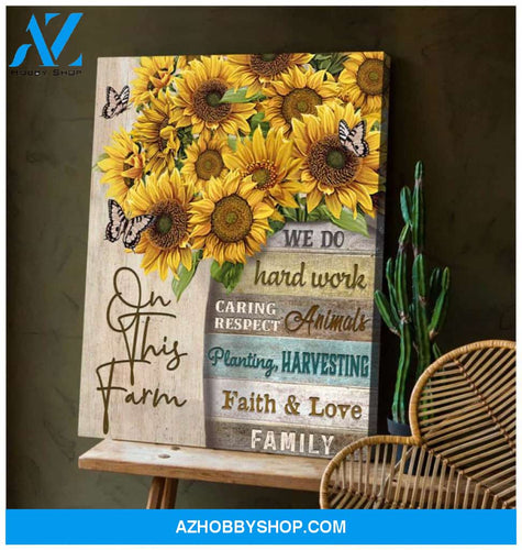 Butterfly Canvas Wall Art - Motivational Quotes Canvas - Sunflowers And Butterflies On This Farm Canvas Wall Art Decor