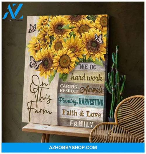 Butterfly Canvas Wall Art - Motivational Quotes Canvas - Sunflowers And Butterflies On This Farm Canvas Wall Art Decor