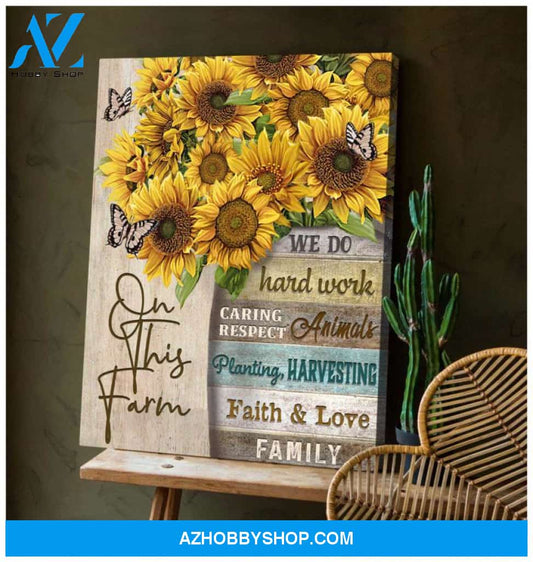 Butterfly Canvas Wall Art - Motivational Quotes Canvas - Sunflowers And Butterflies On This Farm Canvas Wall Art Decor
