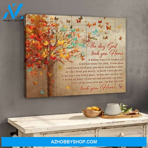Butterfly Canvas Wall Art - Motivational Quotes Canvas - The Day God Took You Home Butterfly Canvas Wall Art Decor