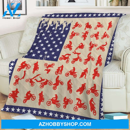 Motocross American Flag Blanket Gift For Motocross Lovers Birthday Gift Home Decor Bedding Couch Sofa Soft and Comfy Cozy