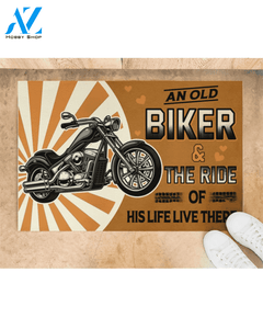Motorcycle An Old Biker And The Ride Doormat Indoor And Outdoor Mat Entrance Rug Sweet Home Decor Housewarming Gift Gift For Friend Family Stem Feminist