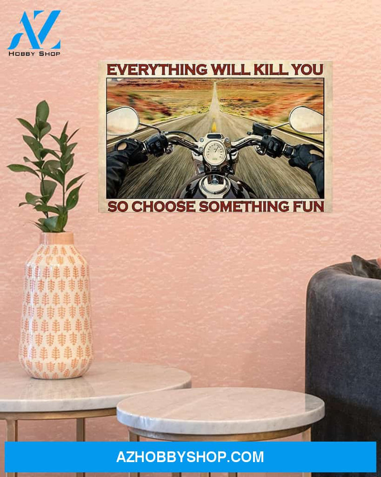Motorcycle Choose Something Fun Canvas Decor, Wall Decor Visual Art