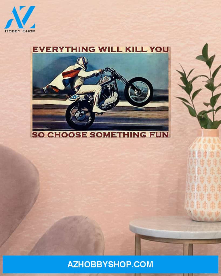 Motorcycle Choose Something Fun Canvas Wall Art, Wall Decor Visual Art