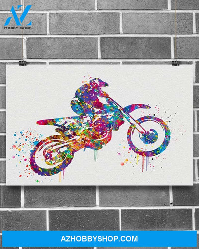 Motorcycle Colorful Art Painting Canvas Decor, Wall Decor Visual Art