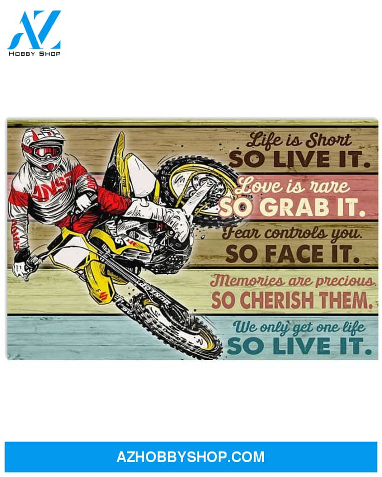 Motorcycle Fear Controls You So Face It Canvas Painting, Wall Decor Visual Art