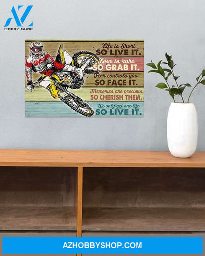 Motorcycle Fear Controls You So Face It Canvas Painting, Wall Decor Visual Art