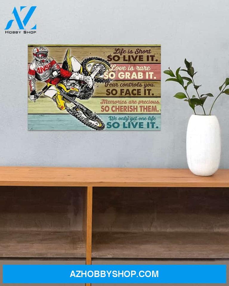 Motorcycle Fear Controls You So Face It Canvas Painting, Wall Decor Visual Art