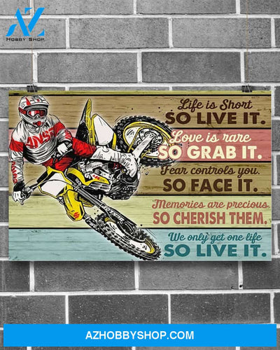 Motorcycle Fear Controls You So Face It Canvas Painting, Wall Decor Visual Art