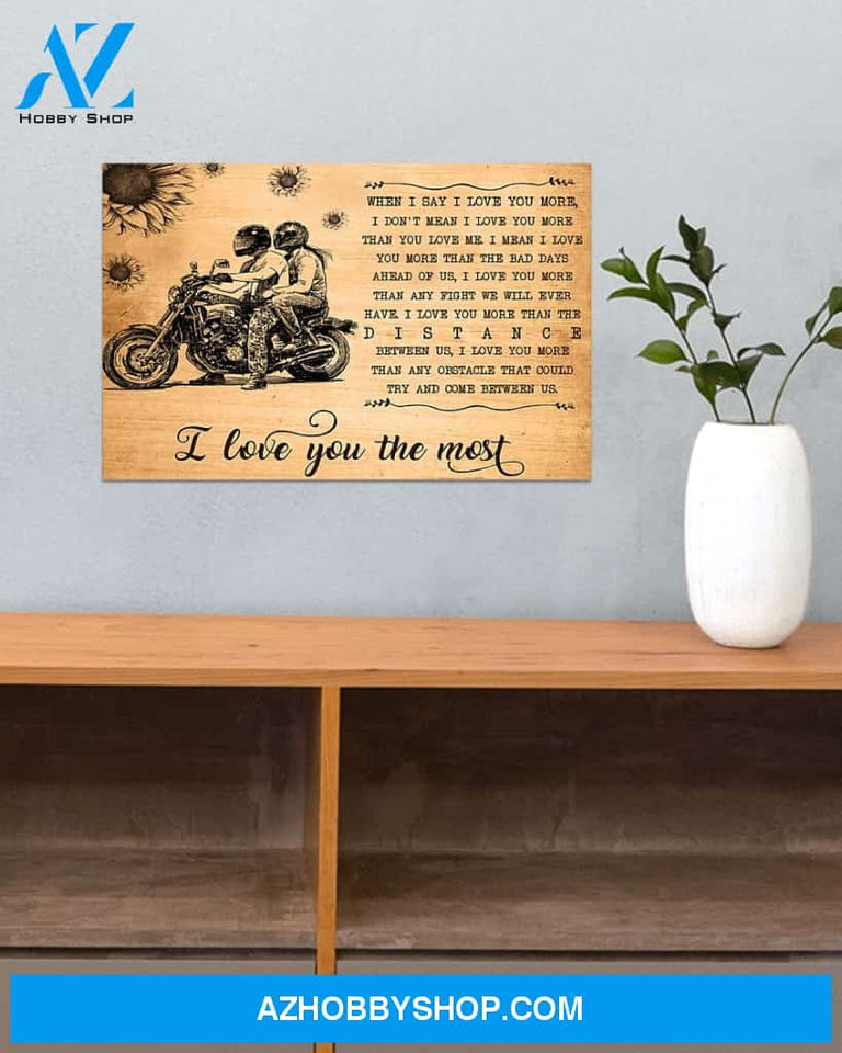 Motorcycle I Love You The Most Canvas Wall Art, Wall Decor Visual Art