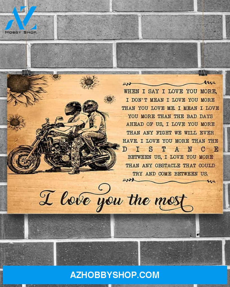 Motorcycle I Love You The Most Canvas Wall Art, Wall Decor Visual Art