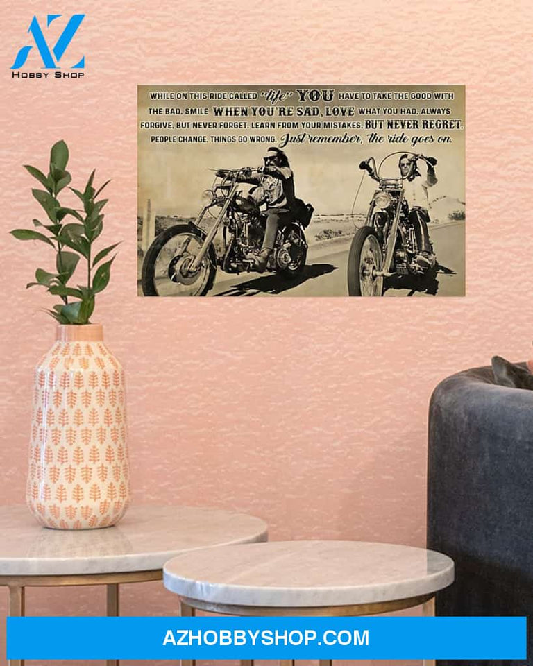 Motorcycle Just Remember The Ride Goes On Gift Family Canvas Wall Art