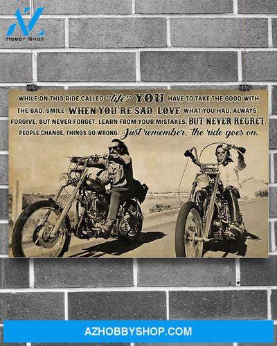 Motorcycle Just Remember The Ride Goes On Gift Family Canvas Wall Art