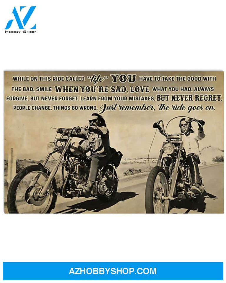 Motorcycle Just Remember The Ride Goes On Gift Family Canvas Wall Art