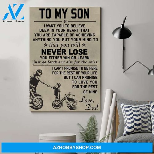 Motorcycle Lover biker Poster - gift for son from dad