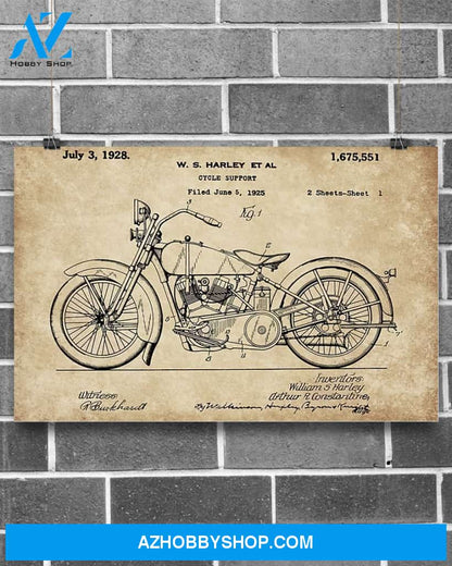 Motorcycle Patent Canvas Decor, Wall Decor Visual Art
