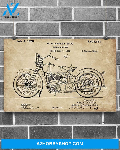 Motorcycle Patent Canvas Decor, Wall Decor Visual Art