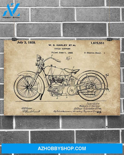 Motorcycle Patent Canvas Decor, Wall Decor Visual Art