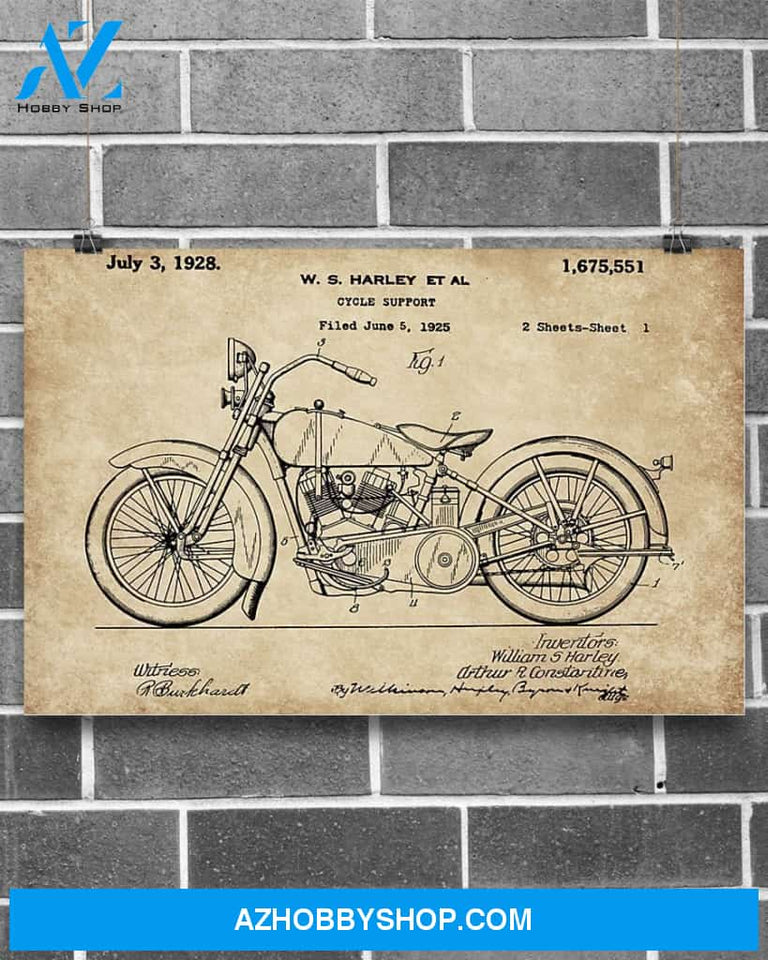 Motorcycle Patent Canvas Decor, Wall Decor Visual Art