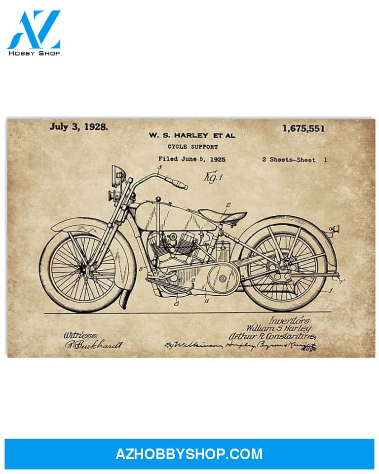 Motorcycle Patent Canvas Decor, Wall Decor Visual Art
