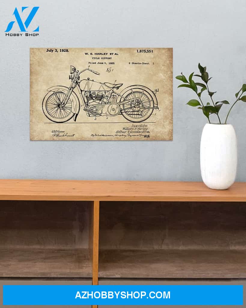 Motorcycle Patent Canvas Decor, Wall Decor Visual Art