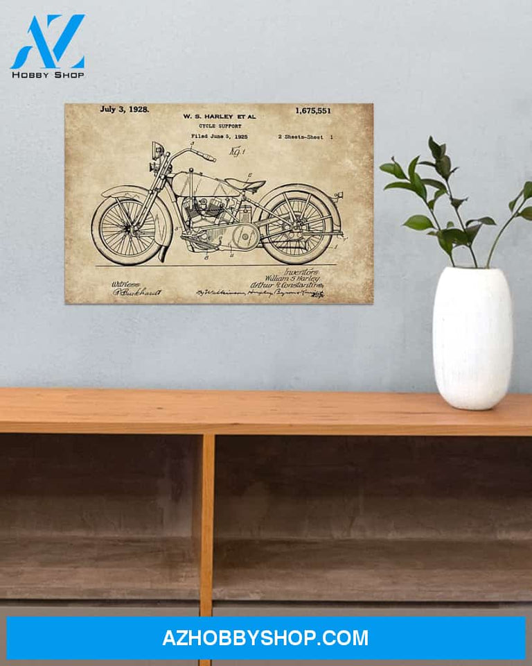 Motorcycle Patent Canvas Decor, Wall Decor Visual Art