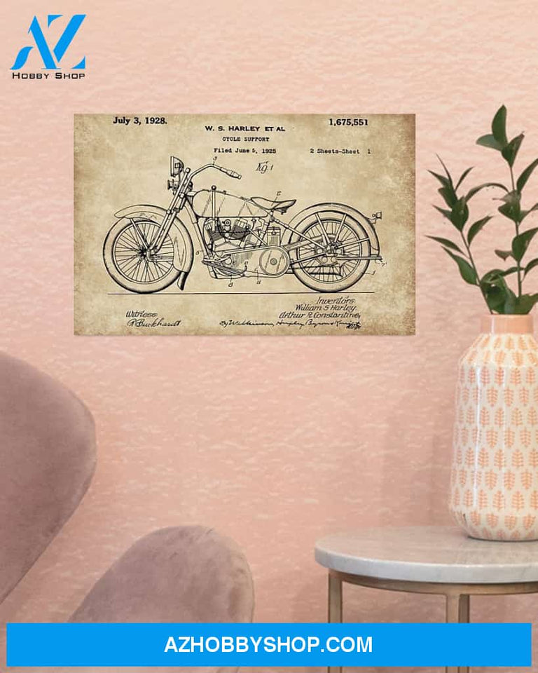 Motorcycle Patent Canvas Decor, Wall Decor Visual Art