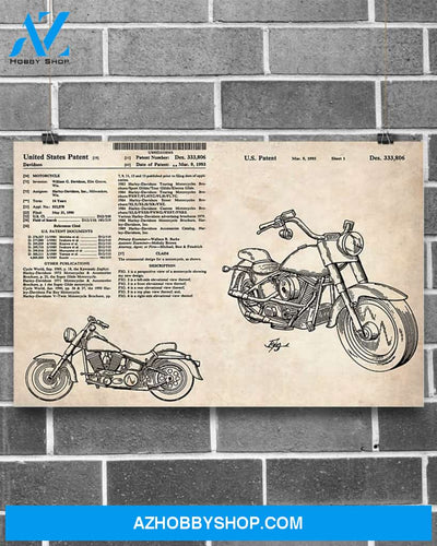 Motorcycle Patent Canvas Gift, Wall Decor Visual Art