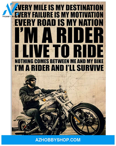 Motorcycle Poster Every Mile Is My Destination Every Failure Is My Motivation Every Road Is My Nation Wall Decor