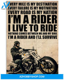 Motorcycle Poster Every Mile Is My Destination Every Failure Is My Motivation Every Road Is My Nation Wall Decor