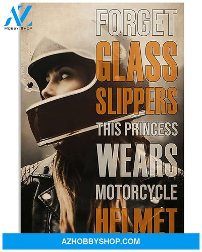 Motorcycle Poster Forget Glass Slippers This Princess Wears Motorcycle Helmet Wall Decor