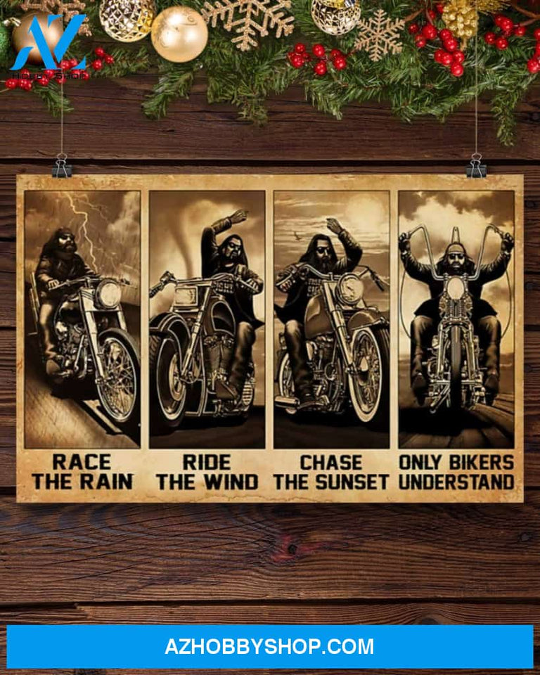 Motorcycle Race The Rain Ride The Wind Canvas Wall Art, Wall Decor Visual Art
