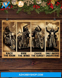 Motorcycle Race The Rain Ride The Wind Canvas Wall Art, Wall Decor Visual Art