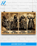 Motorcycle Race The Rain Ride The Wind Canvas Wall Art, Wall Decor Visual Art