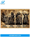 Motorcycle Race The Rain Ride The Wind Canvas Wall Art, Wall Decor Visual Art