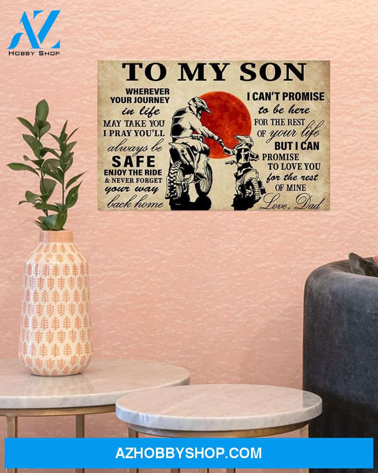 Motorcycle Rider To My Son Canvas Decor, Wall Decor Visual Art