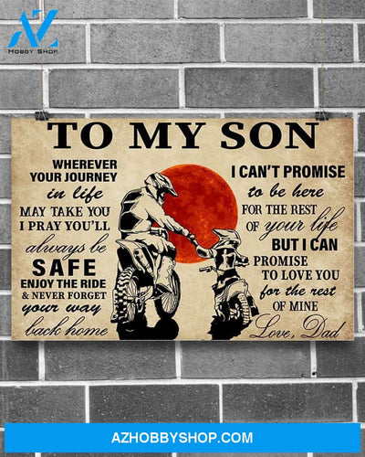 Motorcycle Rider To My Son Canvas Decor, Wall Decor Visual Art