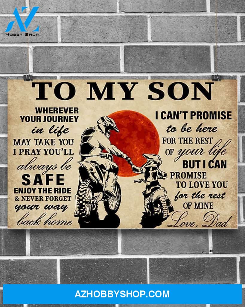 Motorcycle Rider To My Son Canvas Decor, Wall Decor Visual Art