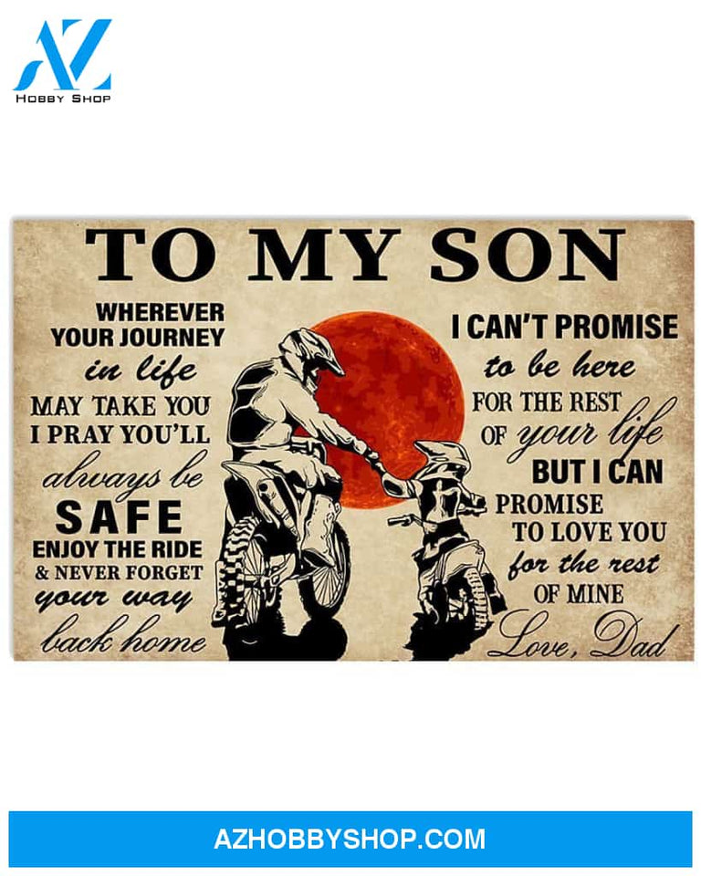 Motorcycle Rider To My Son Canvas Decor, Wall Decor Visual Art