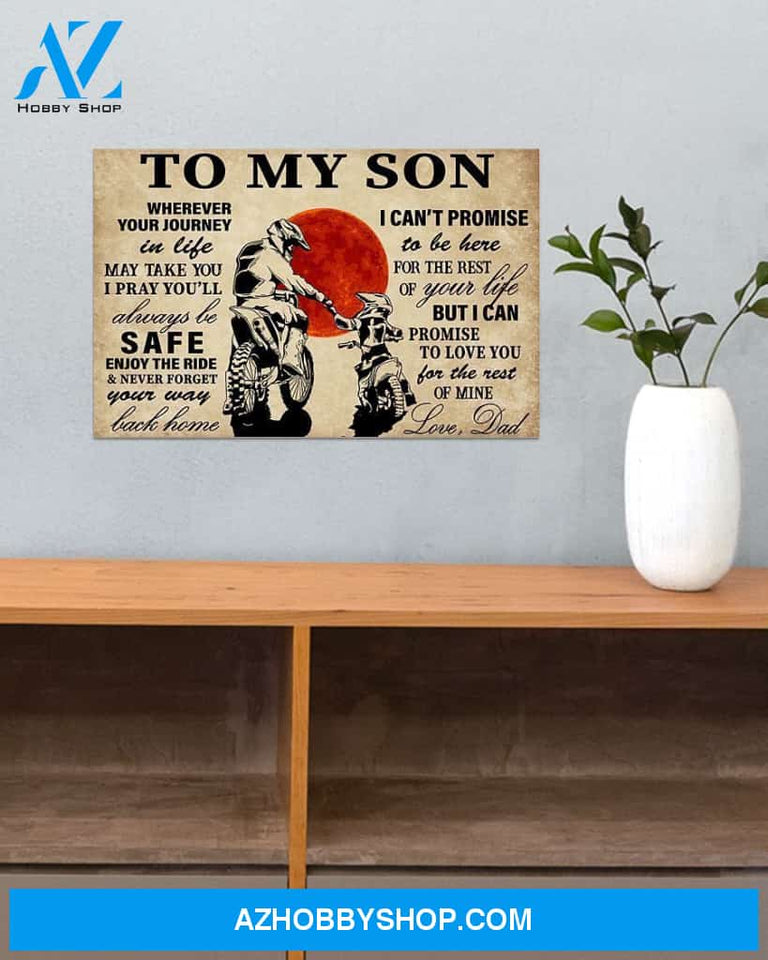 Motorcycle Rider To My Son Canvas Decor, Wall Decor Visual Art