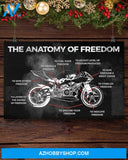 Motorcycle The Anatomy Of Freedom Canvas Prints, Wall Decor Visual Art