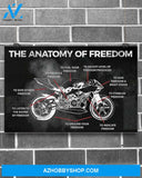 Motorcycle The Anatomy Of Freedom Canvas Prints, Wall Decor Visual Art