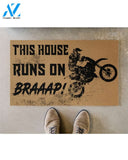Motorcycle - This House Runs On Braaap Doormat Gift For Motorcycle Lovers Home Decor Warm House Gift Welcome Mat, Birthday Gift
