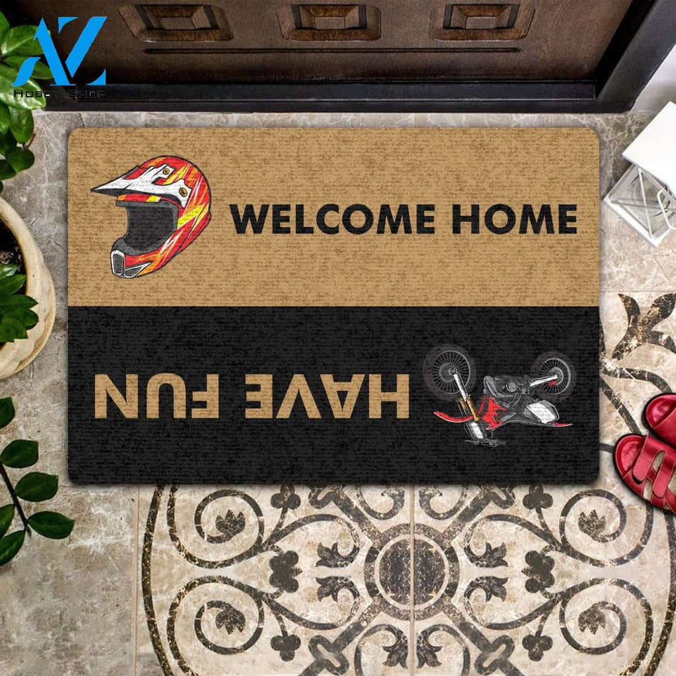 Motorcycle Welcome Home - Have Fun All Over Printing Doormat