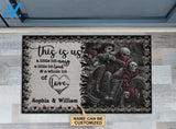 Motorcycling Skeleton A Little Bit Custom Doormat | Welcome Mat | House Warming Gift