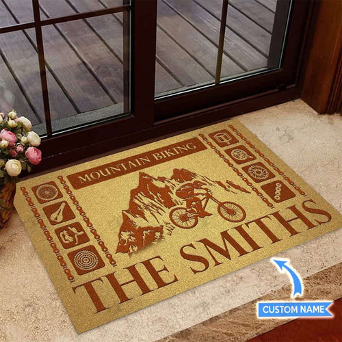 Mountain Biking Personalized Custom Name Doormat Welcome Mat